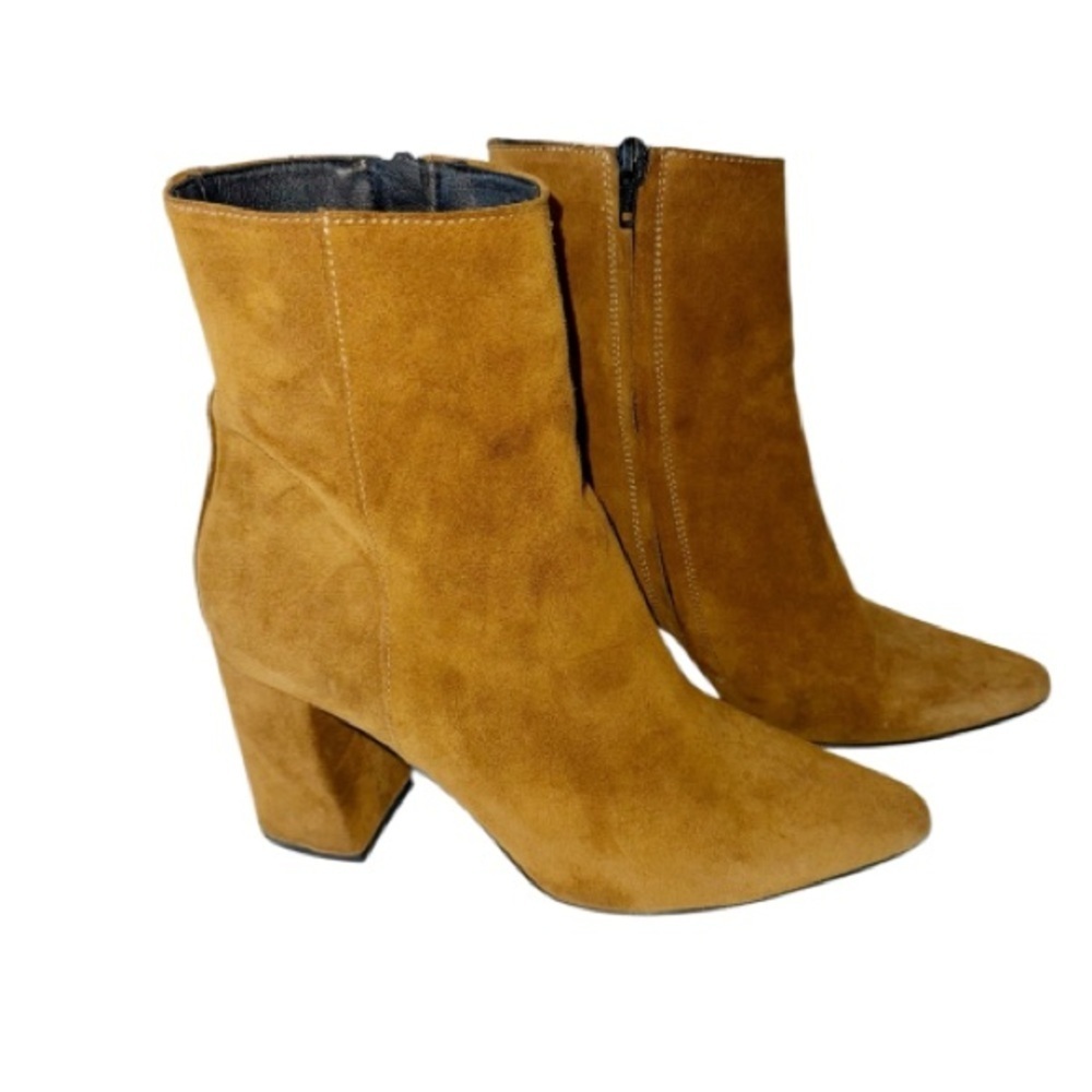 Atelier Italy Caramel Zip-Up Ankle Booties Sz 40 Winter